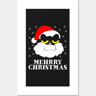 Mehrry Christmas Cat Snowflake Posters and Art